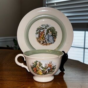 American Limoges china Candlelight Chantilly Tea Cup & Saucer Set READ